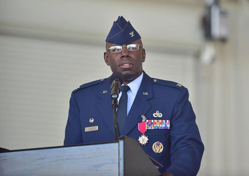man in uniform at a podium
