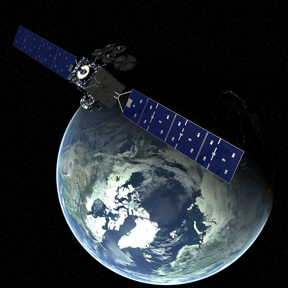 Military Communications Satellite above earth