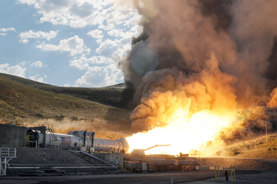 rocket motor being tested