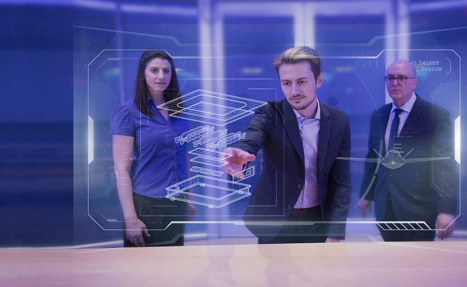 digital illustration over photo of 3peoople