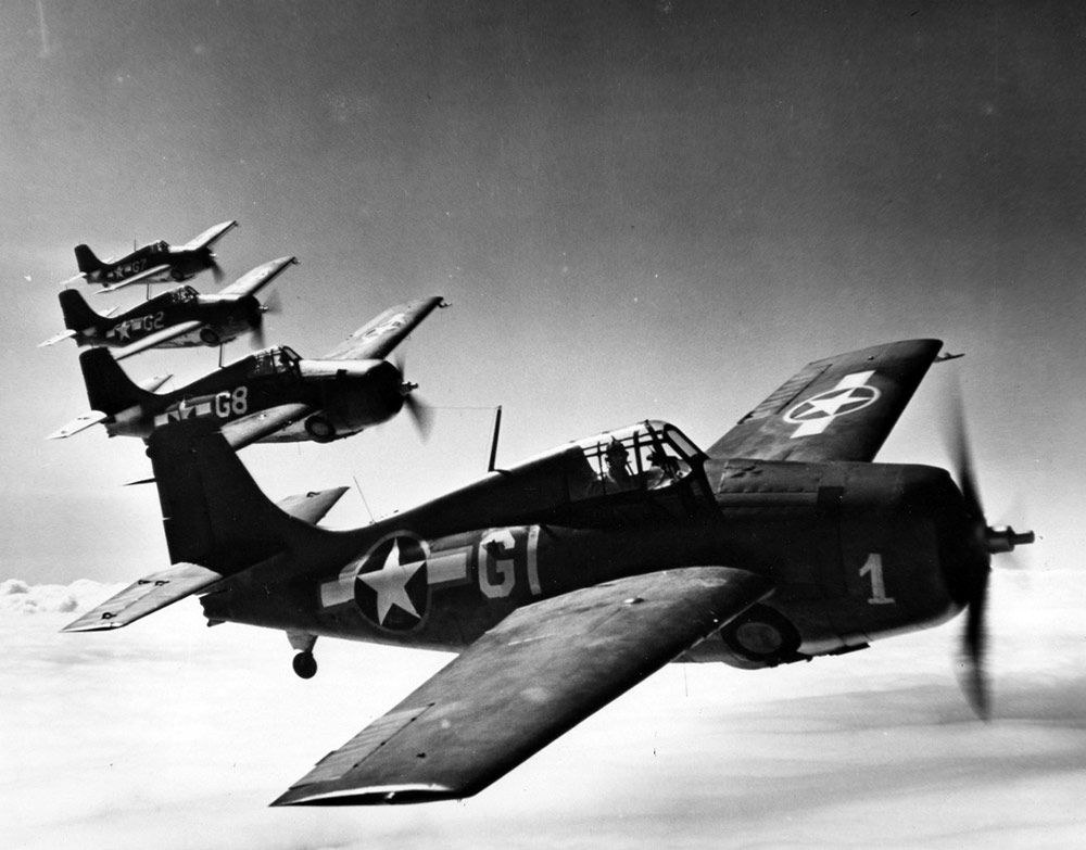 F4F Wildcats flying in air