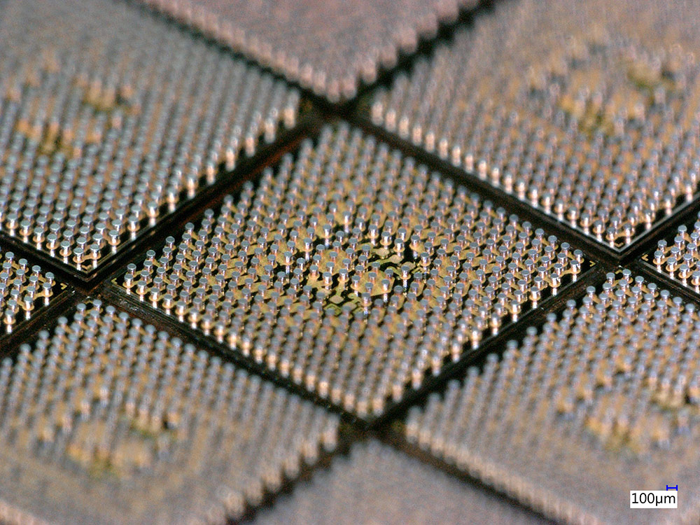 close-up of microelectronics wafers