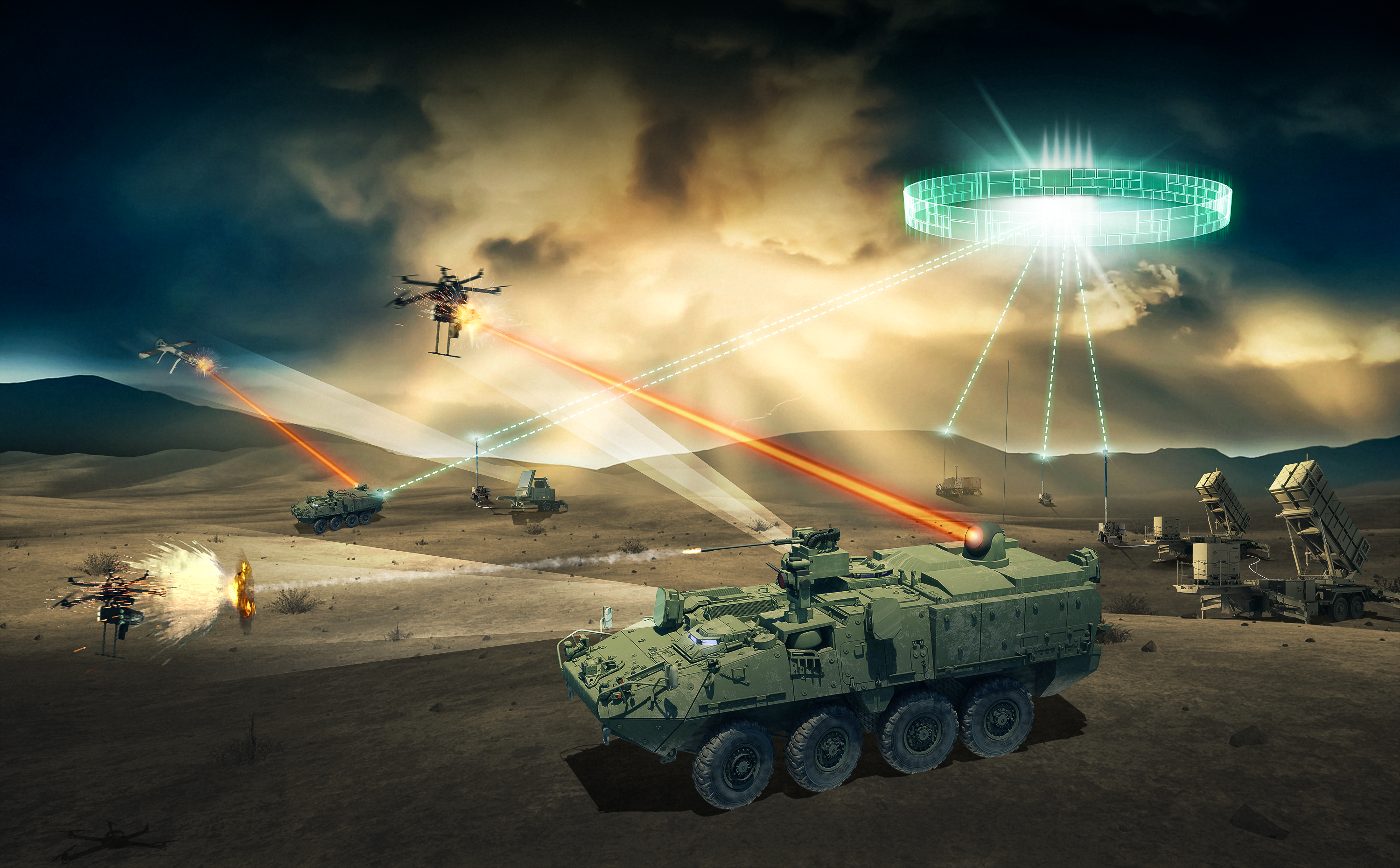 A designers example of a Short Range Air Defense (SHORAD) in action.