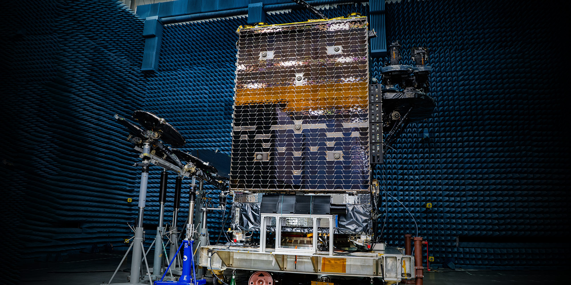 military satellite in test facility