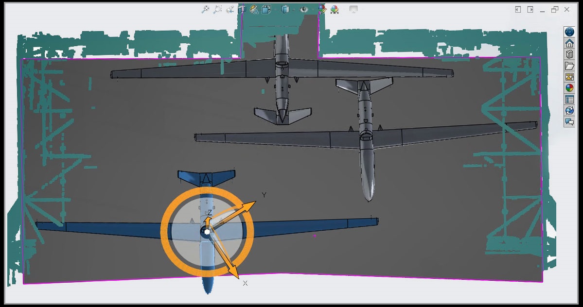 RACER software tool moving aircraft in hangar