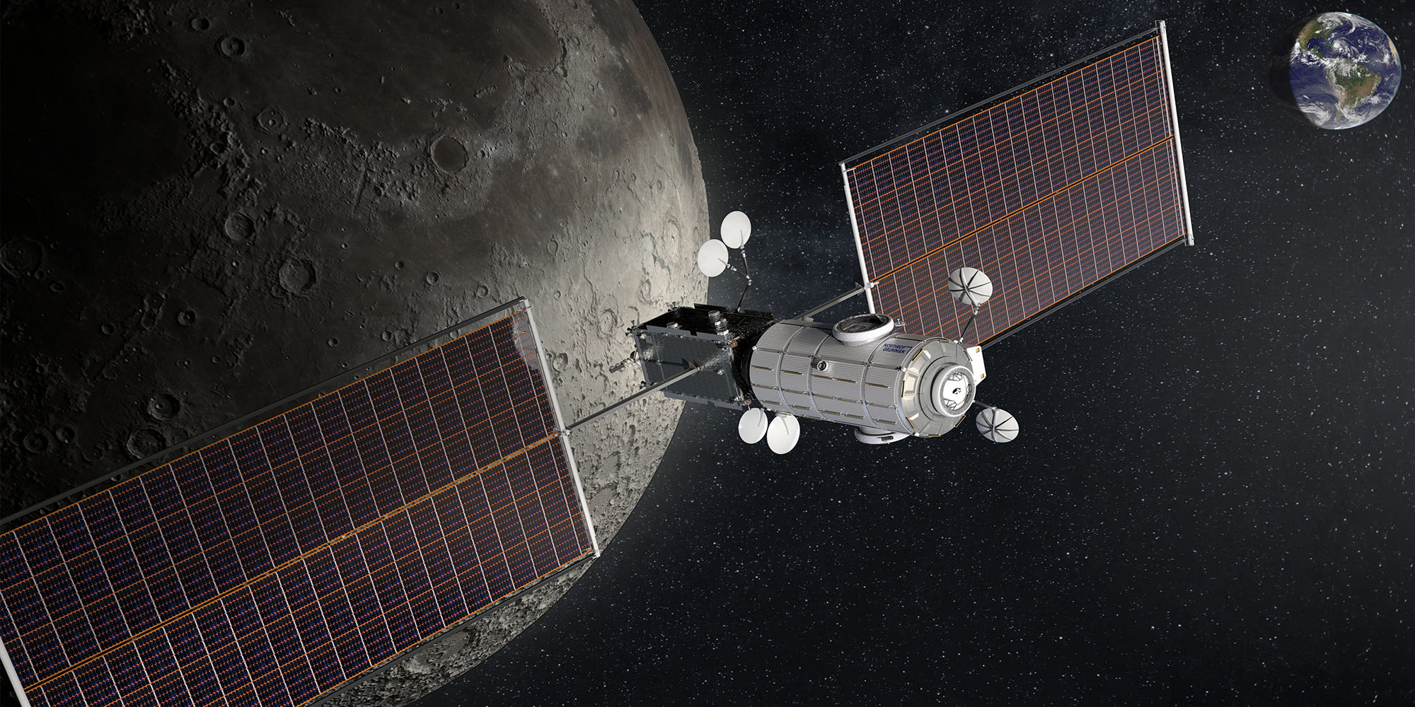 HALO spacecraft above the moon