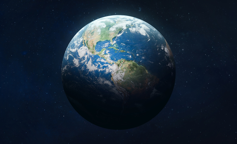 Earth planet on dark background. Surface of Earth. Blue sphere. Elements of this image furnished by NASA. Search Jobs by Location